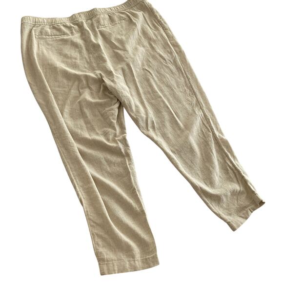 NWT Old Navy Womens XXL Beige Linen Blend Straight Taper Pants Lagenlook Beachy - Picture 3 of 11